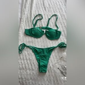 Glitter Green Push-up Underwire Top size Small